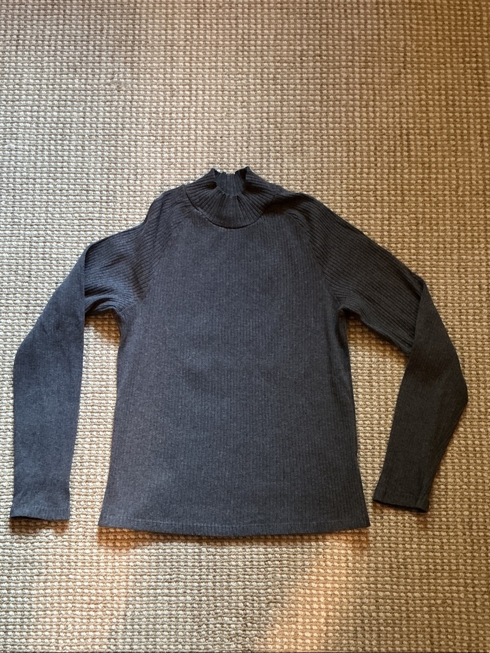 Charcoal Ribbed Mock Neck Sweater